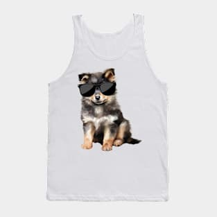 Finnish Lapphund Puppy Wearing Sunglasses Tank Top